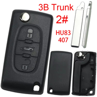 Coque de clé de remplacement à distance Citroen/Peugeot Flip HU83 lame sans pince de batterie ou Logo veuillez choisir le bouton