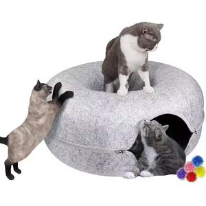 Meistverkauftes XL Tragbares Donut-förmiges Katzenbett Höhle Hochwertige Stoffqualität Modernes Luxuriöses Abnehmbares Waschbares Schlafbox - Product Image 6