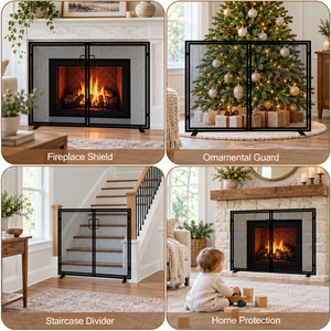 Grille de cheminée pliable en métal à 3 panneaux de 39 pouces avec protection contre les étincelles pour le chauffage intérieur et la sécurité du foyer - Product Image 5