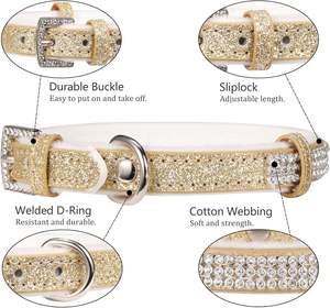 Collares de perro con diamantes de imitación brillantes, collares de perro ostentosos para mascotas pequeñas y medianas, collares de diamantes brillantes con estilo de lana de cuero brillante - Product Image 4