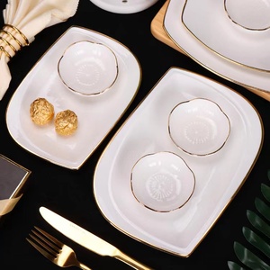 Assiettes d'assaisonnement carrées à bord doré plat de saveur en céramique petits plats de Sauce plats de vinaigre de soja trempage <span class=keywords><strong>bol</strong></span> bon marché - Product Image 5