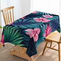 Nappe Florale Tropicale Hawaïenne Hibiscus Feuille de Palmier en Polyester pour Fêtes Luau, Plage d'Été et Décoration Intérieure - Vente en Gros