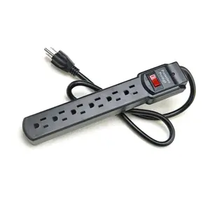 USA common standard multi socket cord with switched extension lead 6 gang 2m under high voltage power strip
