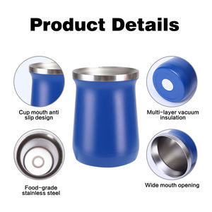 Vasos Personalizados con Logotipo para <span class=keywords><strong>Mate</strong></span>, Botella de Agua Azul de 8oz, Vaso de Viaje de Acero Inoxidable 304 para Festival del Té - Product Image 6