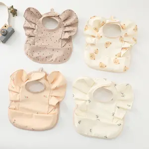 Neues Design niedlichen wasserdichten Mädchen Baby Feeder Lätzchen Punkt Engel Flügel Rüschen Baby Mädchen Lätzchen