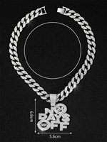 Chaîne cubaine glacée de 15mm avec alliage et strass bling Hip Hop NO DAYS OFF Collier pendentif