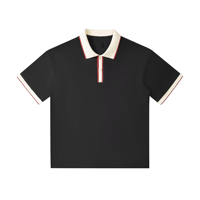 T-shirt Homme Rétro Col V Tricoté Lourd 240 Grammes à Contraste, Manches Courtes Printemps-Été, Tendance, Formel, Ample, Imprimé