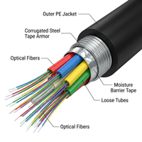 Câble à fibre optique monomode extérieur GYTS 4-288 cœurs, blindé à la bande d'acier, résistant aux UV, câble de communication troncale, marque YOFC