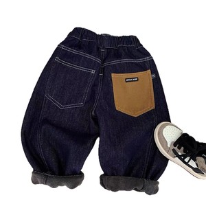 Tongxingyuan Boys Fleece-<b>lined</b> Jeans Straight Leg Winter Casual <b>Pants</b> Cotton Solid Color Kids Denim <b>Pants</b> - Product Image 5