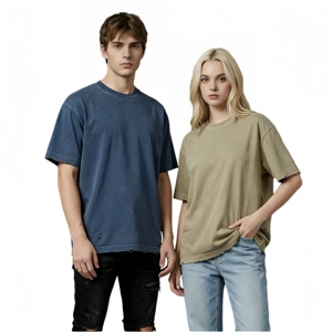 Venta al por mayor, gran oferta: Camiseta unisex de alta calidad, 350 g/m², holgada, personalizada, 100% algodón, tejida, antiarrugas, con hombros caídos, lisa. - Product Image 1