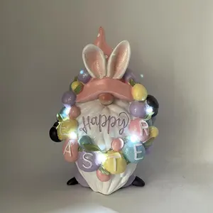Led Lighted 10.5 Inch Handgeschilderde Hars Easter Bunny Tree