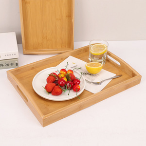 Bamboo Serving Trays 46x33cm 40x28cm 33x22cm With Handle For Tea <b>Coffee</b> Hotel Use - Product Image 4