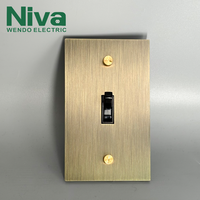 Interruptores y Enchufes Eléctricos Americanos de Lujo Personalizados, Interruptores de Palanca con Panel de Latón, Panel Metálico Multifunción, Enchufe de Acero Inoxidable