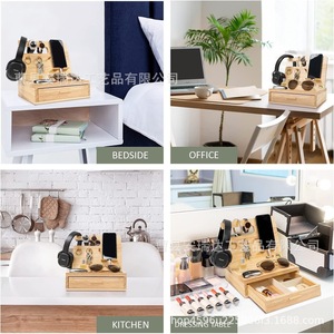 Wooden <b>Storage</b> Rack Desktop Phone Holder Key Glasses Watch Organizer <b>With</b> Drawer For Bedside Office Kitchen <b>Dressing</b> <b>Table</b> - Product Image 1
