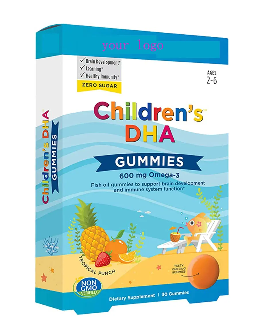 Children's DHA gummies contain the omega-3 fatty acids EPA and DHA that promote brain development