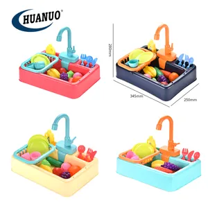 Ciclo di corsa giocattolo dell'acqua cucina lavastoviglie lavello bambini plastica lavastoviglie elettrica gioco set giocattolo