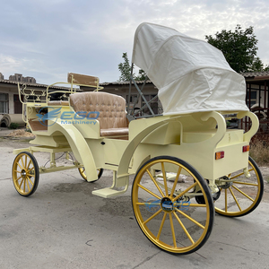 Calèche électrique jaune, calèche à chevaux, chariot royal électrique à 4 roues en acier pour mariage - Product Image 5