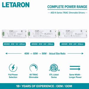 ไดรเวอร์<span class=keywords><strong>ไฟ</strong></span> LED สำหรับกระจกห้องน้ำแบบหรี่แสงได้ TRIAC 12V 24V ป้องกันไฟฟ้าลัดวงจร รับรองโดย FCC ETL รับประกัน 30,000 ชั่วโมง - Product Image 3