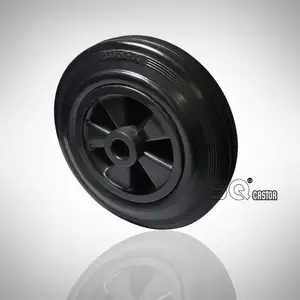 Roda preta e pneu de borracha sólida, rolamento de rolo ou esfera 160 mm, roda jockey para trailer de 6 polegadas