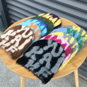 Manufacturing Mohair Jacquard Printing Knitted Beanies Custom Logo Winter Keep Warm Beanie