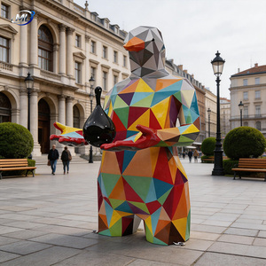 Sculpture d'oiseau géométrique à facettes peinte, statue d'art moderne, grande sculpture d'oiseau géométrique à facettes, décoration paysagère artistique - Product Image 2
