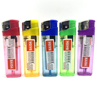 Briquet de camping jetable en plastique de qualité supérieure, classique, coupe-vent, design mince et transparent, pour cigarettes