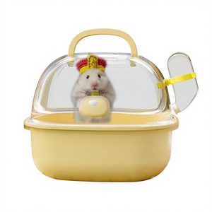 Hamster Kafesi Açık Hava Taşınabilir Altın Cüce Hamster Kafesi Plastik Şeffaf Tavan Penceresi Nefes Alabilen Havalandırma Güvenli Kilit Evcil Hayvan - Product Image 1