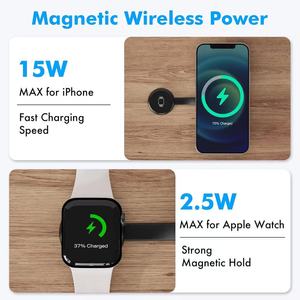 Cargador Inalámbrico 2 en <span class=keywords><strong>1</strong></span> Plegable Multifuncional de Lujo <span class=keywords><strong>para</strong></span> iPhone 15 Pro Max, 15W, Tamaño Mini, Portátil, con Cordón - Product Image 4