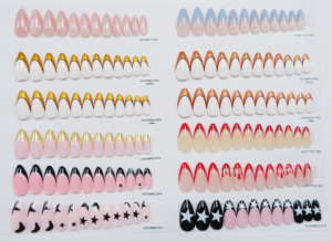 <span class=keywords><strong>Faux</strong></span> Ongles Réutilisables Amande Moyenne Fantaisie en <span class=keywords><strong>Gel</strong></span> Souple, Ongles Press-On Français Conçus - Product Image 5