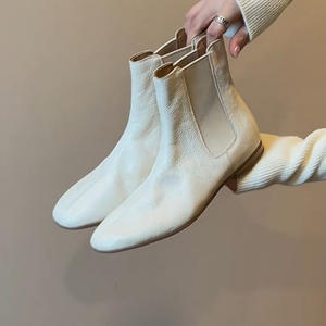 Versión en Piel de Vaca~ Botines Chelsea Elegantes para Mujer con Estilo Francés y Británico, Punta Redonda, Cuero Genuino, Versátiles, Planos y Ajustados - Product Image 1