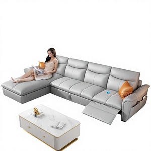 Canapé-lit multifonctionnel électrique en cuir véritable de première qualité, nouveau modèle 2022 avec rembourrage en éponge pour salon - Product Image 1