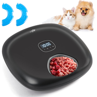 AFP Distributeur automatique de nourriture pour animaux domestiques avec 2 packs de glace 6 repas pour chiens chats Bols à minuterie automatique pour aliments secs humides