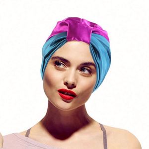 Bonnet de nuit en satin de soie, couvre-chef, turbans de créateur pour femmes africaines, turban de luxe pour cheveux bouclés naturels longs - Product Image 1