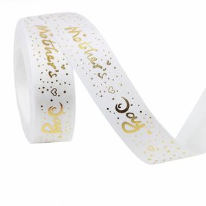 Ruban en satin/organza multi-matériaux chaud et élégant de 1,9/2,5 cm x 10 yards avec feuille d'or pour emballage cadeau et décoration de bouquets pour la Fête des Mères - Product Image 3