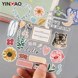 Adesivi personalizzati trasparenti in PVC <span class=keywords><strong>con</strong></span> taglio Kiss Cut, impermeabili, a tema cartoni animati, <span class=keywords><strong>con</strong></span> supporto in cartoncino per agenda e scrapbook - Product Image 1