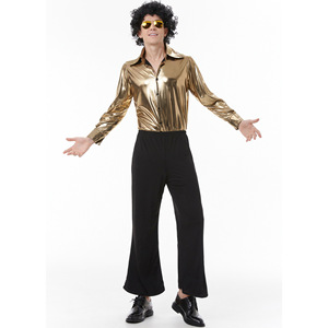 Costumes d'Halloween pour adultes rétro 70's <span class=keywords><strong>disco</strong></span> gold <span class=keywords><strong>couple</strong></span> nightclub singer costume - Product Image 4