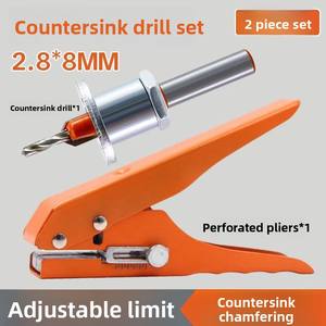 Poinçon de trou de couvercle de vis réglable de 8mm 10mm 12mm 15mm avec foret de cône de limite, <span class=keywords><strong>pince</strong></span> de trou de poinçon de trou rond simple tenu dans la main - Product Image 2
