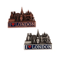 Autocollant de réfrigérateur en alliage de zinc représentant l'emblématique monument de Londres, le Big Ben, avec des éléments patriotiques et le drapeau national