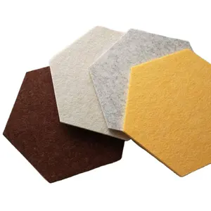 Custom Color White Gray Camel Hexagon Thickened Felt Acoustic Panel Self adhesive Sound Absorber for Studio Home and Office