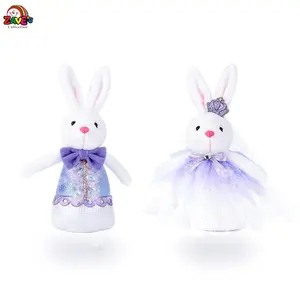 Zaves Valentine Wedding Bunny Dolls in Violet Princess dress Party Table Centerpiece Ornament for Outdoor Dinning Party favor
