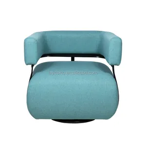 Nieuwe Stijl Woonkamer Meubilair Barcelona Fauteuil Moderne Blauwe Fluwelen Getuft Ronde Draaibare Accent Stoelen