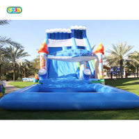 Tobogán acuático inflable comercial con piscina, barato