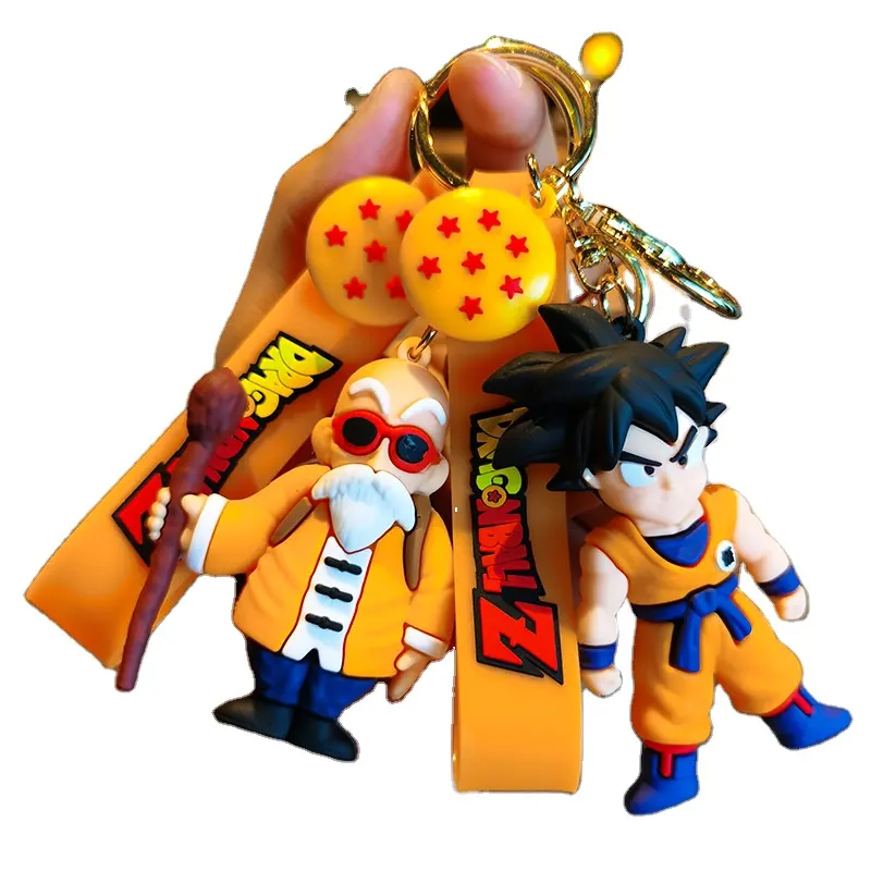 Cartoon 3d Pvc Anime Dragon Ball Keychain Car Key Chain Bag Pendant Doll Pendant Goku Keychain Wholesale