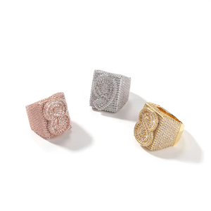 UWIN Iced Out Big <strong>Size</strong> Square Shape Two Tone Colored Custom Number Initials Letter <strong>Ring</strong> <strong>Mens</strong> Women <strong>Finger</strong> <strong>Ring</strong> Jewelry