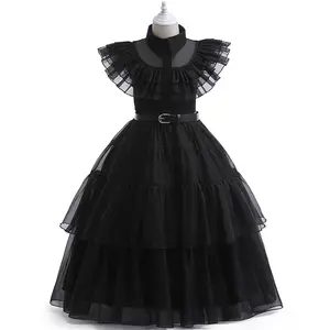 Vendita calda Halloween bambini TV Movie Costume Halloween Wednesday Addams Family Dress Costume per bambini ragazza