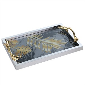 Logo Creative outils ménagers Table Repas Collation Plateau Plaque avec Poignée Décor À La Maison en acier Inoxydable Bac De Stockage De Bureau - Product Image 1