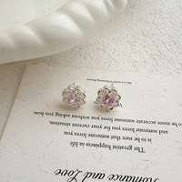 Blumen-Ohrringe für Frauen Rosa CZ Kamelie 925 Sterling Silber Milgrain Vintage Niedliche Ohrstecker Damenschmuck Geschenkset