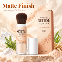 Poudre fixante SPF 50 8g, poudre visage mate anti-brillance avec pinceau intégré, légère, waterproof, longue tenue, 8g