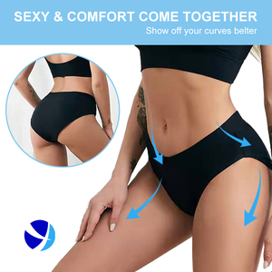 Di alta qualità a tre strati a prova di periodo di cotone organico biancheria intima mestruale per le donne elegante con fiocco mutandine di bambù vita sottile - Product Image 4