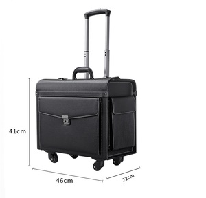 Venta al por mayor de moda PU cuero equipaje cabina <span class=keywords><strong>maleta</strong></span> 4 <span class=keywords><strong>ruedas</strong></span> <span class=keywords><strong>piloto</strong></span> equipaje para hombres mujeres equipaje con <span class=keywords><strong>ruedas</strong></span> - Product Image 6